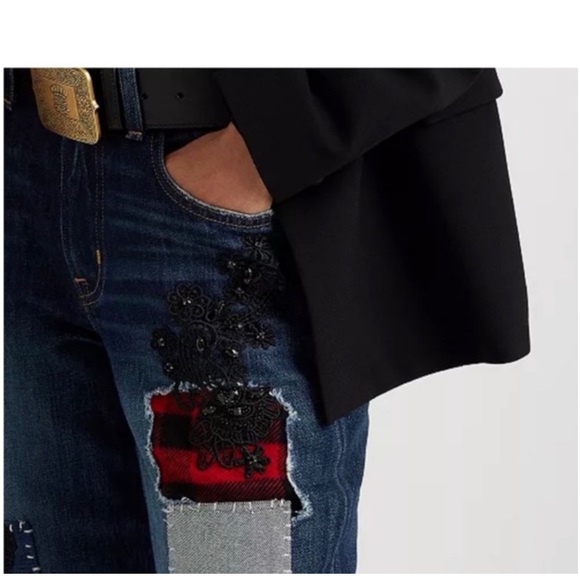 Ralph Lauren Patchwork and embroidery relaxed taper Jean.  28”waist SIZE 6 - Picture 4 of 9